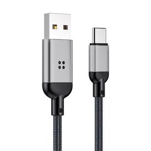 ROCK R6 Type-C / USB-C Metal Braided Smart Music Charging Data Cable, Length: 1m (Silver)