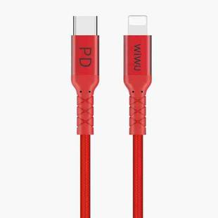 WIWU WP101 2.4A USB-C / Type-C to 8 Pin Data Sync Charging Cable PD Cable, Length: 1m (Red)