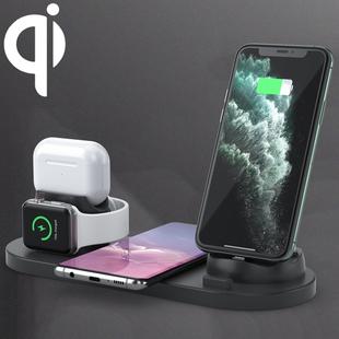 6 in 1 10W Qi Standard Wireless Charger Stand (Black)