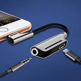 xwt-17-1 2.1A 2 in 1 8 Pin Male to 8 Pin Charging + 3.5mm Audio Female Interface Earphone Adapter, Support Listening to Music / Charging(Silver)