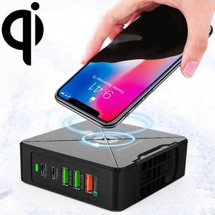 F88W 3 x USB + 2 x USB-C / Type-C Ports QC3.0 Desktop Charger with Wireless Charging Function