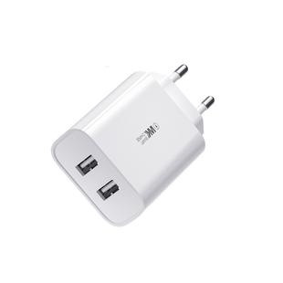 WK WP-U51 2.1A Speed Dual USB Travel Charger Power Adapter, EU Plug (White)