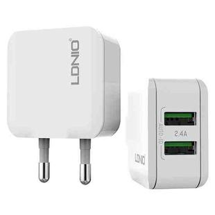 LDNIO A2201 2.4A Dual USB Charging Head Travel Direct Charge Mobile Phone Adapter Charger With Micro Data Cable(EU Plug)