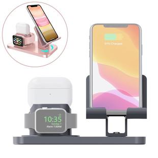 ZJ003 3 in 1 Multifunctional Rotatable Mobile Phone Charging Holder Base for 3.5-10.5 inch Mobile Phones / Tablet PCs & Apple Watch Series & AirPods 1 / 2 / Pro(Grey)
