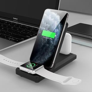 H6 3 in 1 Portable Folding Wireless Charger for iPhone + iWatch + AirPods(Black)