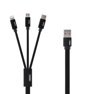 REMAX RC-094TH 1m 2.4A 3 in 1 USB to 8 Pin & USB-C / Type-C & Micro USB  Fast Charging Data Cable(Black)