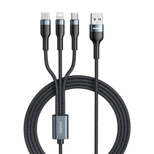 REMAX RC-070TH 1.2m 2A 3 in 1 USB to 8 Pin & USB-C / Type-C & Micro USB Charging Cable(Black)