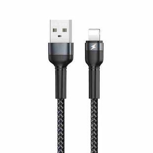 REMAX RC-124i 1m 2.4A USB to 8 Pin Aluminum Alloy Braid Fast Charging Data Cable for iPhone, iPad(Black)