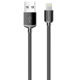 awei CL-25 0.3m 2.4A USB to 8 Pin Metal Fast Charging Cable for iPhone, iPad(Grey)