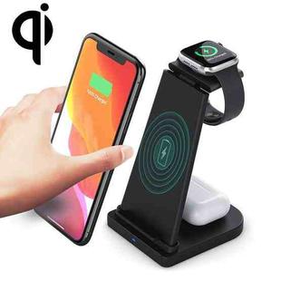 HQ-UD21 3 in 1 Folding Mobile Phone Watch Multi-Function Charging Stand Wireless Charger for iPhones & Apple Watch & Airpods (Black)