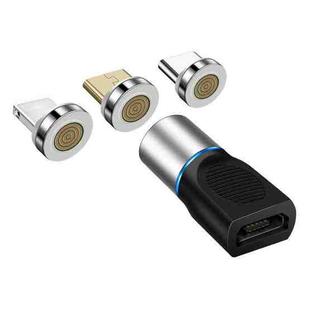 4 in 1 3A 8 Pin & USB-C / Type-C & Micro USB Zinc Alloy Magnetic Charging Head + Micro USB Magnetic Charging Adapter Set(Silver)