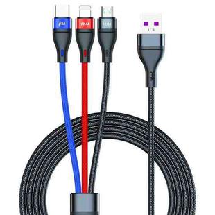 40W 5A USB to Micro USB + USB-C / Type-C + 8 Pin Fast Charging Data Cable, Cable Length: 1.2m