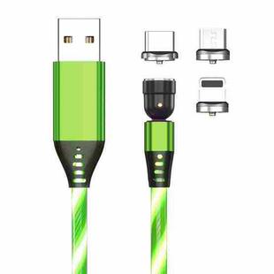 3 in 1 2.4A USB to 8 Pin + Micro USB + USB-C / Type-C 540 Degree Bendable Streamer Magnetic Data Cable, Cable Length: 1m (Green)