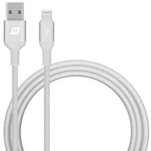 MOMAX DL11S 2.4A USB to 8 Pin MFi Certified Elite Link Nylon Braided Data Cable, Cable Length: 1.2m(Silver)