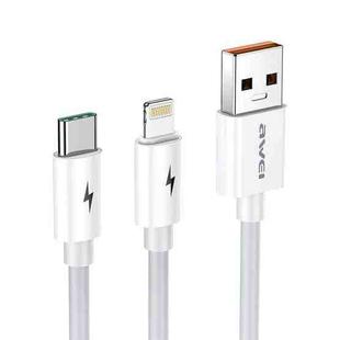 awei CL-79 2 in 1 1.2m USB to 8 Pin + USB-C / Type-C Multi Charging Cable