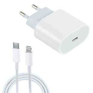 L-012 2 in 1 20W PD USB-C / Type-C Interface Travel Charger + USB-C / Type-C to 8 Pin Data Cable Set, EU Plug