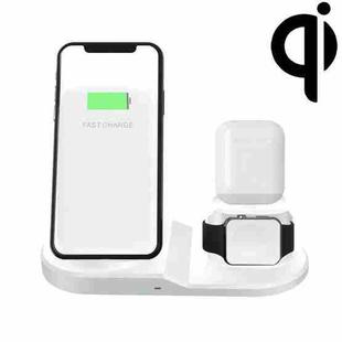 OJD-45 3 in 1 QI 10W Mobile Phone + Watch + 8 Pin Earphone Charging Port Multi-function Wireless Charger for Mobile Phones & Watches & AirPods 2(White)