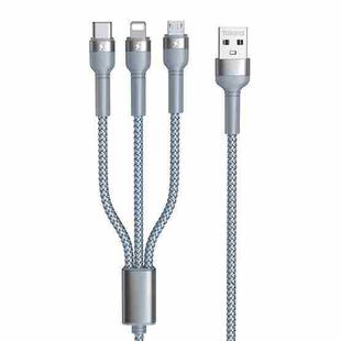 REMAX RC-124th Jany Series 3.1A 3 in 1 USB to Type-C + 8 Pin + Micro USB Charging Cable, Cable Length: 1.2m(Silver)