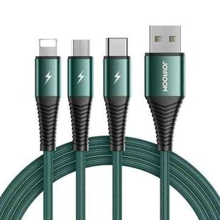 JOYROOM S-1230G4 3A 3 In 1 USB to 8 Pin + Micro USB + Type-C / USB-C Fast Charging Data Cable Length: 1.2m (Green)