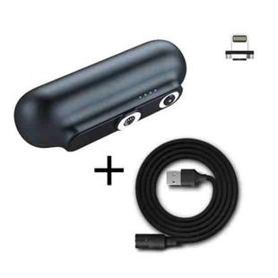 3 in 1 Mini Capsule Portable Pocket Magnetic Power Bank + 8 Pin Magnetic Head + Magnetic Charging Cable Set(Black)