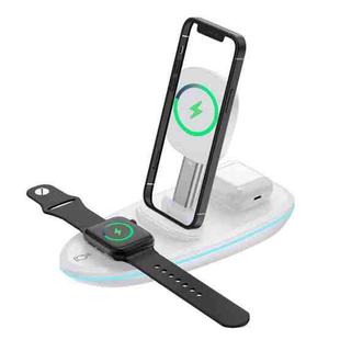 V9 3 in 1 Retractable Folding Multi-function Magnetic Wireless Charging Base for Phones & Apple Watch Series & AirPods(White)