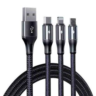 ROCK G18 Flash Charge Series 3 in 1 Data Cable USB to 8PIN + USB-C / Type-C + Micro USB Charging Cable, Cable Length: 120cm