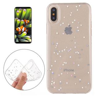 For   iPhone X / XS    Dream Sky Style Transparent Epoxy Dripping  + Star Glitter Powder Soft Protective Case