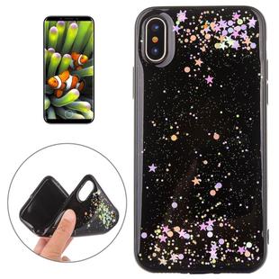 For   iPhone X / XS   Dream Sky Style Black Epoxy Dripping  + Colorful Glitter Powder Soft Protective Case