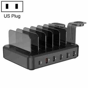 PW018 68W PD USB-C / Type-C + QC 3.0 USB + 4 USB Ports Smart Charger with Detachable Bracket, US Plug