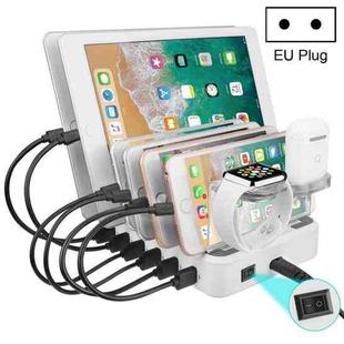 PW018 60W QC 3.0 USB + 5 USB Ports Smart Charger with Detachable Bracket, EU Plug