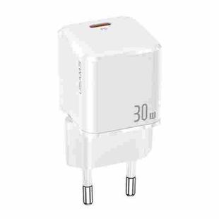 USAMS US-CC148 T45 30W Super Silicon Single Port Mini PD Fast Charging Travel Charger Power Adapter, EU Plug (White)