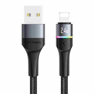 USAMS US-SJ534 U76 8 Pin Aluminum Alloy Colorful Lights Charging Data Cable, Length: 1.2m (Black)