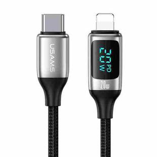 USAMS US-SJ545 U78 Type-C / USB-C to 8 Pin PD Aluminum Alloy Digital Display Fast Charging Data Cable, Length: 1.2m(White)