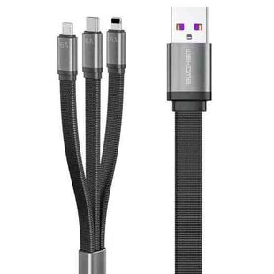WK WDC-157th  3 In 1 8 Pin + Type-C / USB-C + Micro USB Fast Charging Cable, Length: 1.5m(Black)