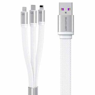 WK WDC-157th  3 In 1 8 Pin + Type-C / USB-C + Micro USB Fast Charging Cable, Length: 1.5m(White)