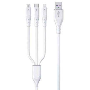 WK WDC-159 3 In 1 6A 8 Pin + Type-C / USB-C + Micro USB Silicone Fast Charging Cable, Length: 1.5m