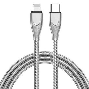 ADC-009 USB-C / Type-C to 8 Pin Zinc Alloy Hose Fast Charging Data Cable, Cable Length: 1m (Silver)