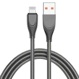 ADC-009 USB to 8 Pin Zinc Alloy Hose Fast Charging Data Cable, Cable Length: 1m (Gun Metal)