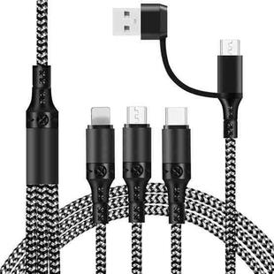 5 in 1 3A USB + USB-C / Type-C to 8 Pin + Micro USB + USB-C / Type-C Interface Two-color Braided Fast Charging Data Cable, Cable Length: 1.2m (Black)