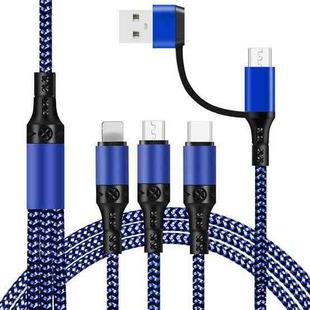 5 in 1 3A USB + USB-C / Type-C to 8 Pin + Micro USB + USB-C / Type-C Interface Two-color Braided Fast Charging Data Cable, Cable Length: 1.2m (Blue)