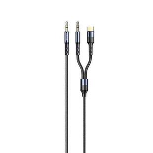USAMS US-SJ555 3.5mm to 3.5mm + Type-C / USB-C Aluminum Alloy Audio Adapter Cable, Length: 1.2m (Tarnish)