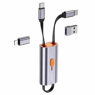 USAMS US-SJ560 U79 USB to Type-C / USB-C+Type-C / USB-C to 8 Pin PD Aluminum Alloy Storage Fast Charging Data Cable, Length: 30cm(Tarnish)