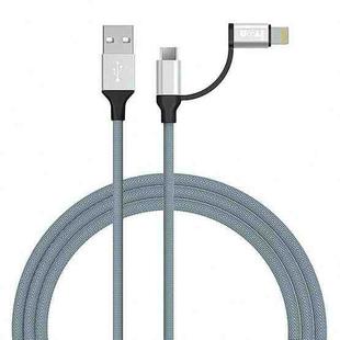 IVON CA51 2.4A USB to 8 Pin + Micro USB 2 in 1 Charging Sync Data Cable, Length: 1m(Silver)