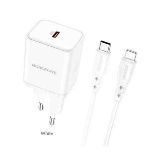 Borofone BN6 PD 20W Single Port Travel Charger with Type-C / USB-C to 8 Pin Cable, EU Plug(White)