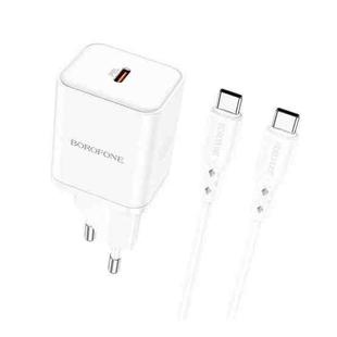Borofone BN6 PD 20W Single Port Travel Charger with Type-C / USB-C to Type-C / USB-C Cable, EU Plug(White)