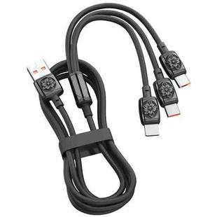 YT23085 Carved 3.5A 3 in 1 USB to Type-C / 8 Pin / Micro USB Fast Charging Cable, Cable Length: 1.2m(Black)