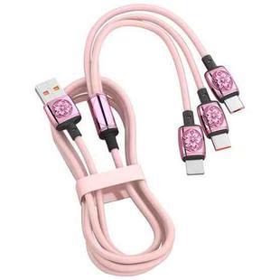 YT23085 Carved 3.5A 3 in 1 USB to Type-C / 8 Pin / Micro USB Fast Charging Cable, Cable Length: 1.2m(Pink)