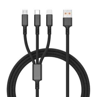 Braided 3A 3 in 1 USB to Type-C / 8 Pin / Micro USB Fast Charging Cable, Cable Length: 1.2m(Black)