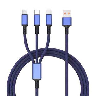 Braided 3A 3 in 1 USB to Type-C / 8 Pin / Micro USB Fast Charging Cable, Cable Length: 1.2m(Blue)