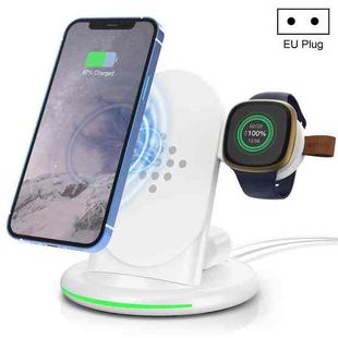 W-02C Magnetic Vertical 3 In 1 Wireless Charger,EU Plug (White)